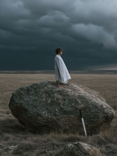 Stormy Field Child Portrait Print. poster print