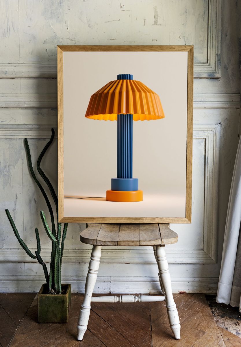 Color Block Table Lamp Photography Print. — room view 1
