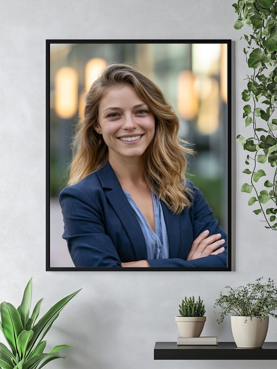 Smiling Woman Portrait Photography Poster. — room view 4