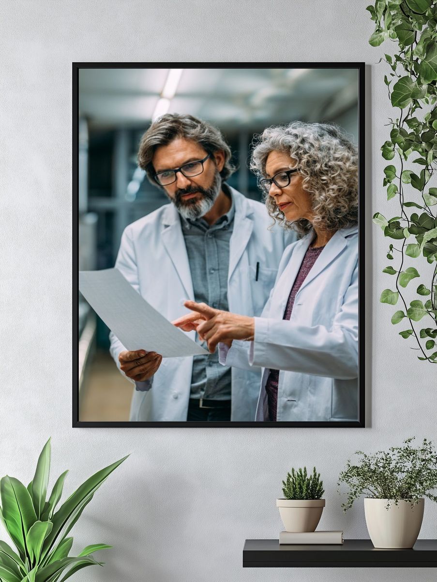 Scientists Reviewing Data Photography Poster. — room view 4