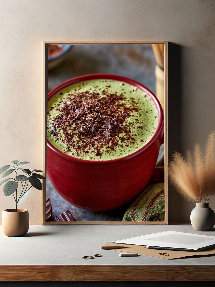 Matcha Chocolate Mug Photography Poster. — room view 2