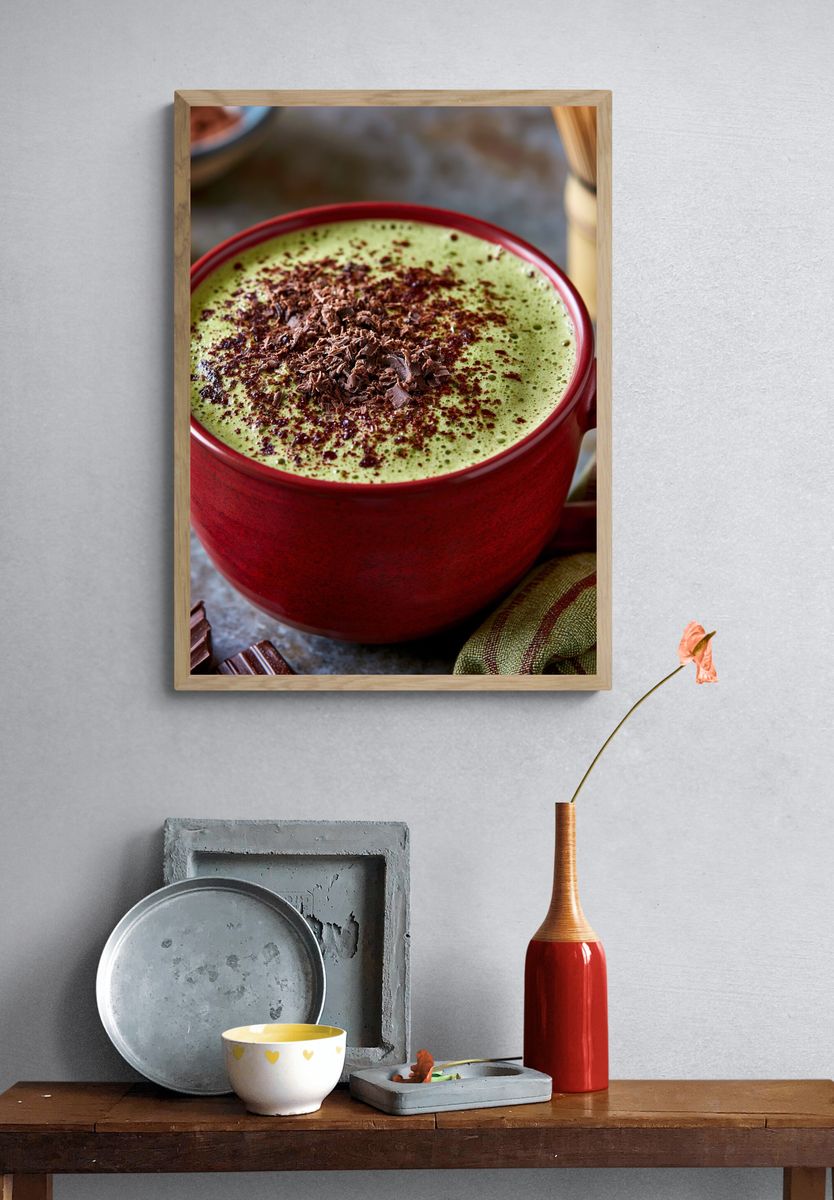 Matcha Chocolate Mug Photography Poster. — room view 3