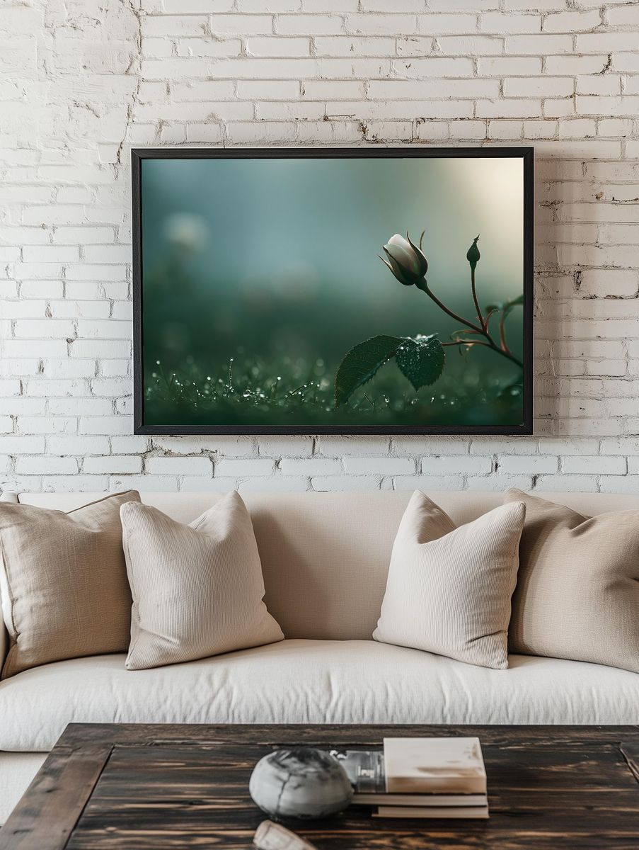 Morning Rose Bud Photography Poster. room preview