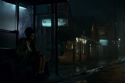 Rainy Night Street Photography Poster.
