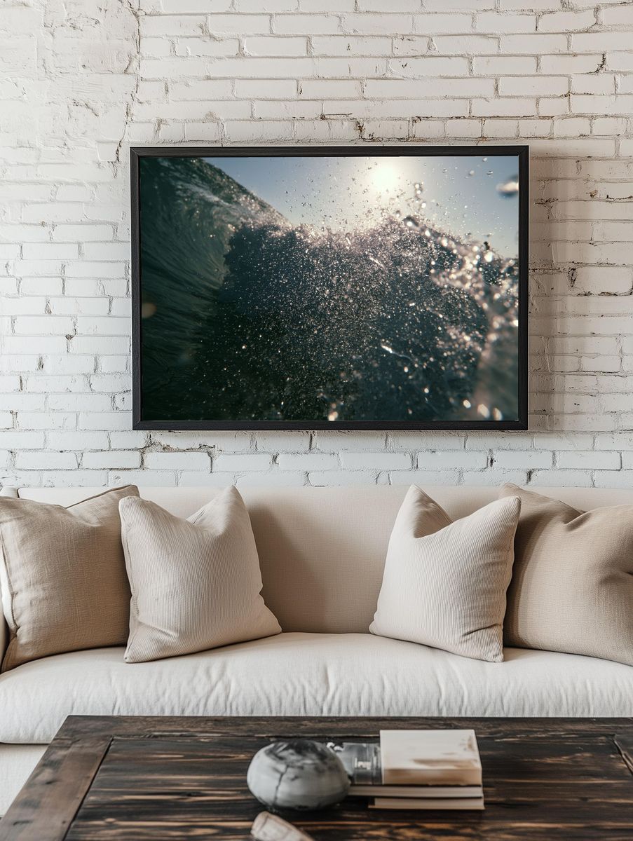 Ocean Wave Splash Photography Poster. room preview