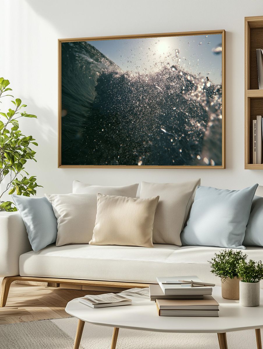 Ocean Wave Splash Photography Poster. — room view 2