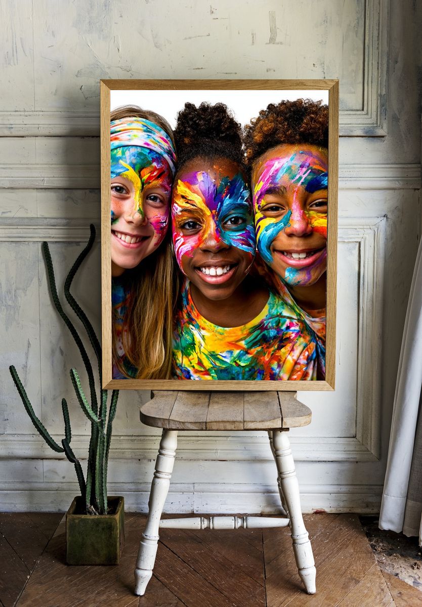 Colorful Kids Face Paint Photography Poster. room preview
