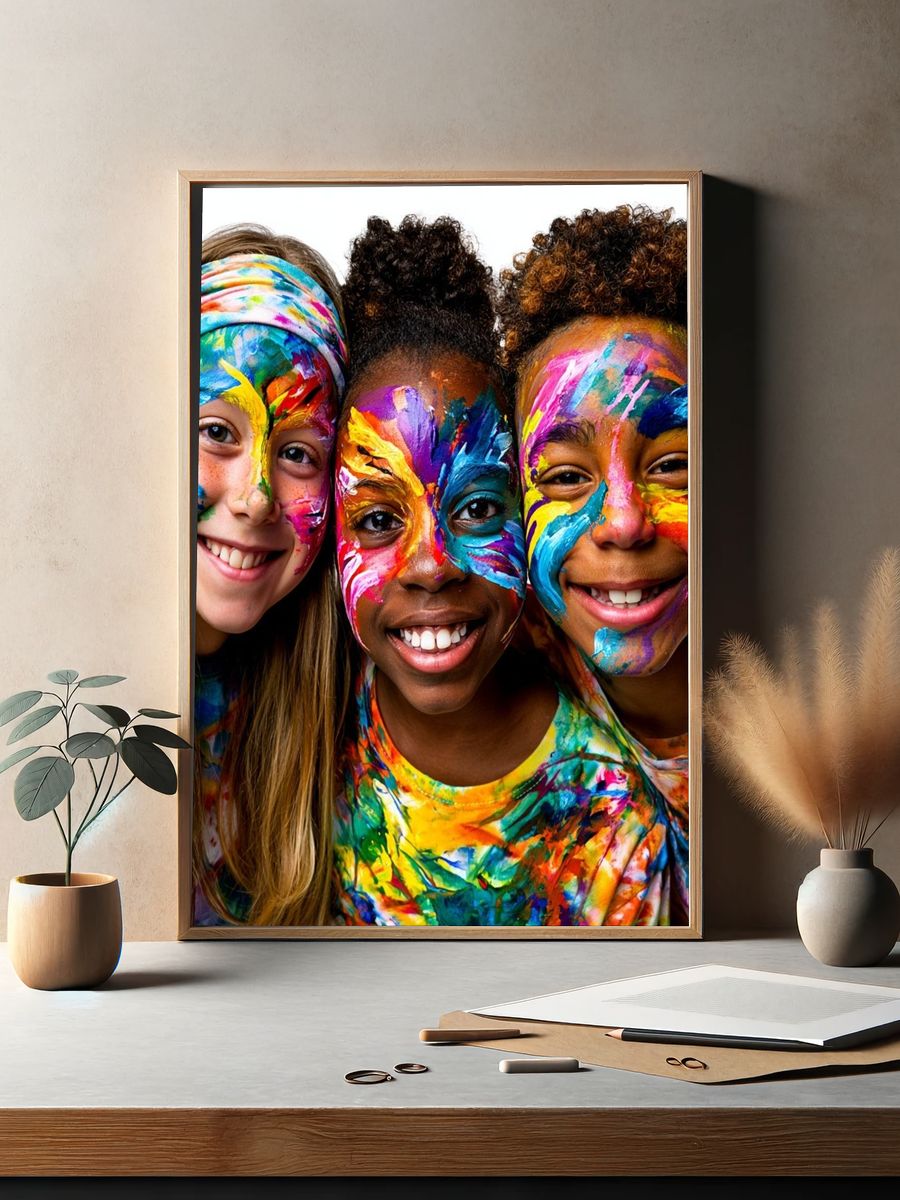 Colorful Kids Face Paint Photography Poster. — room view 2