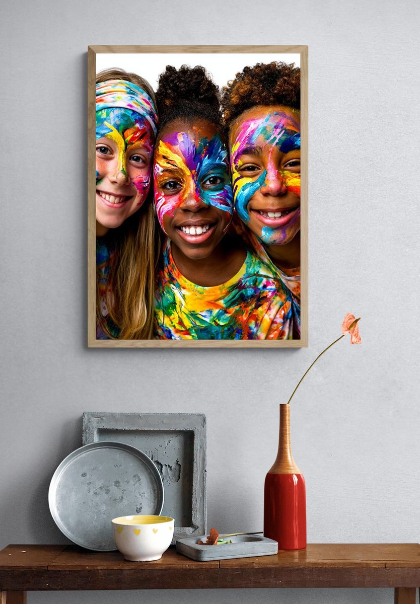Colorful Kids Face Paint Photography Poster. — room view 3