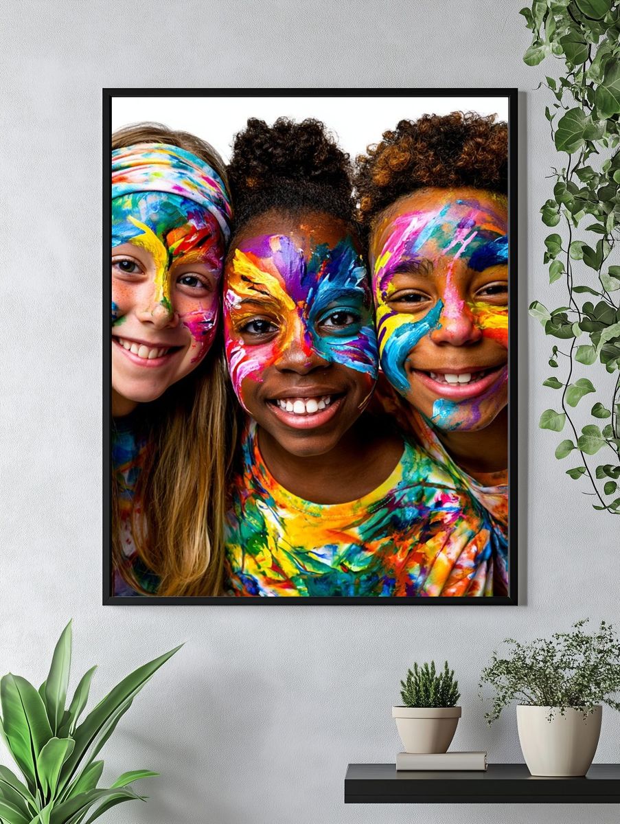 Colorful Kids Face Paint Photography Poster. — room view 4