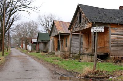 Abandoned Street Houses Photography Poster.