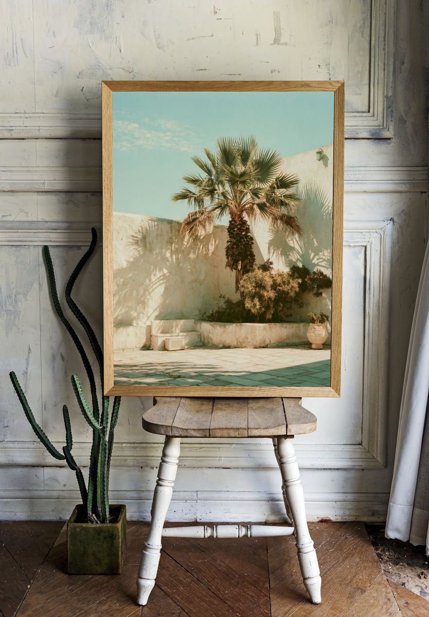 Palm Courtyard Photography Poster. room preview