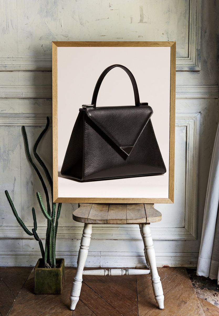 Black Leather Handbag Photography Poster. room preview