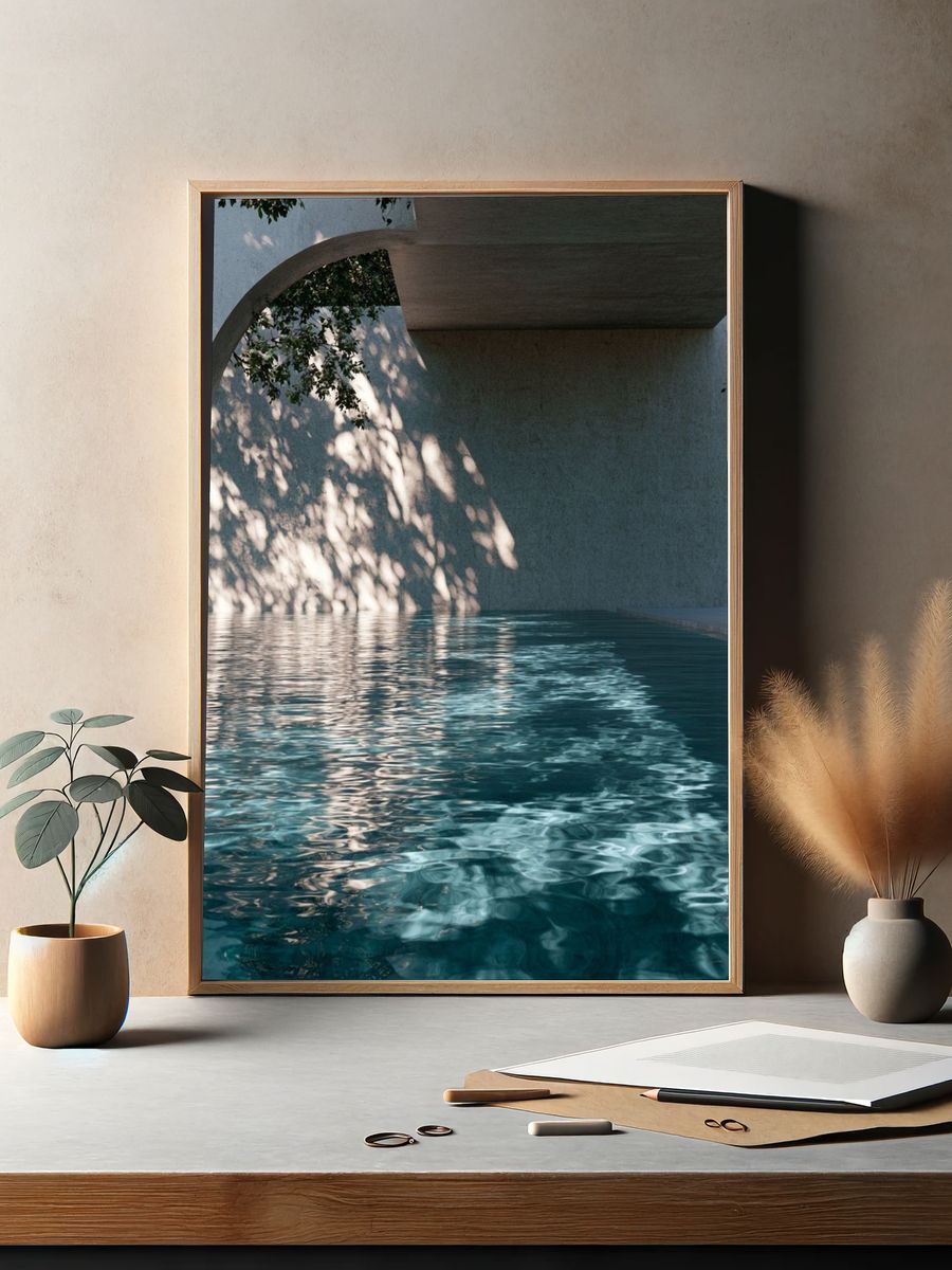 Shaded Pool Arch Photography Poster. — room view 2