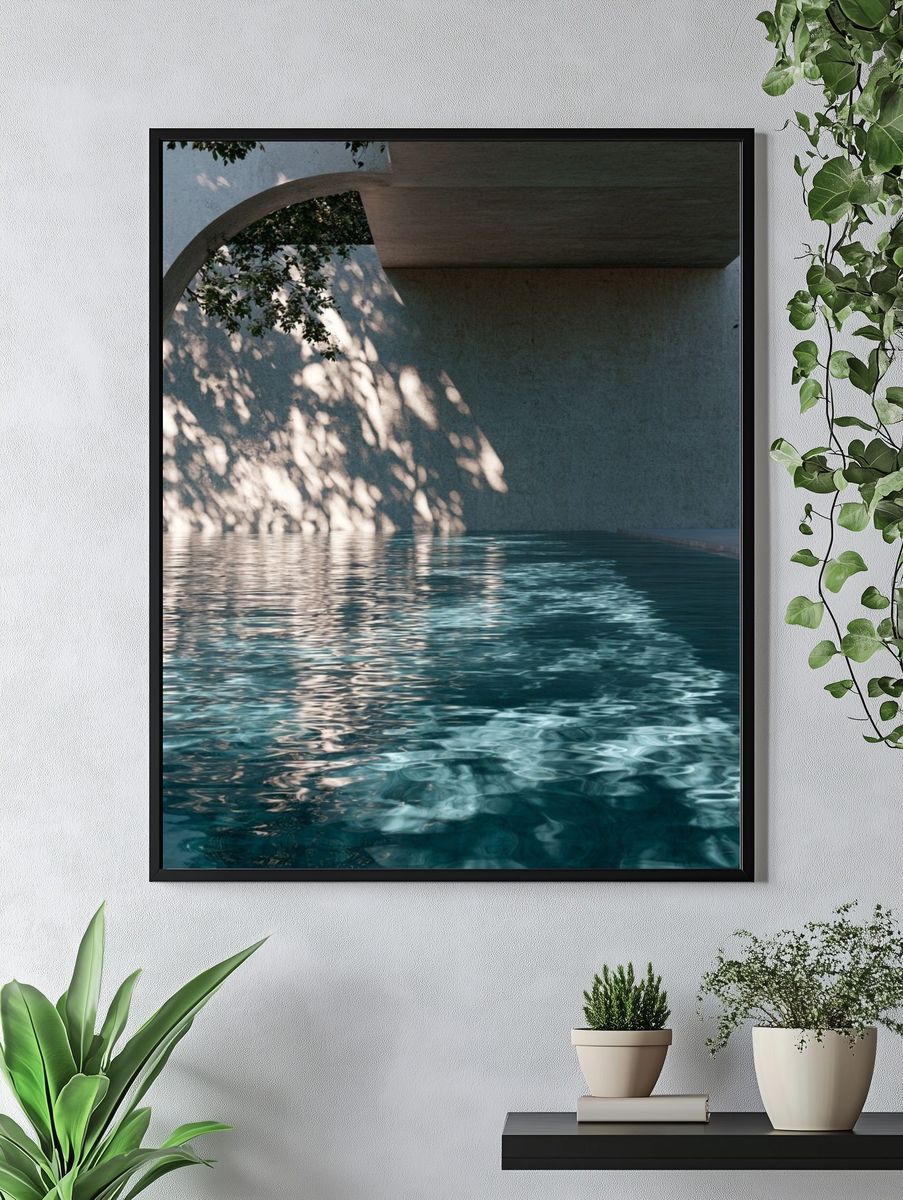 Shaded Pool Arch Photography Poster. — room view 4