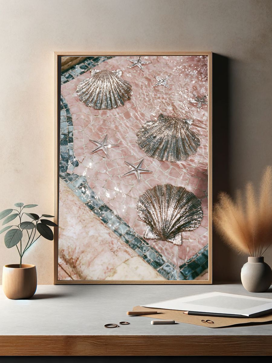 Seashell Mosaic Pool Poster. — room view 2