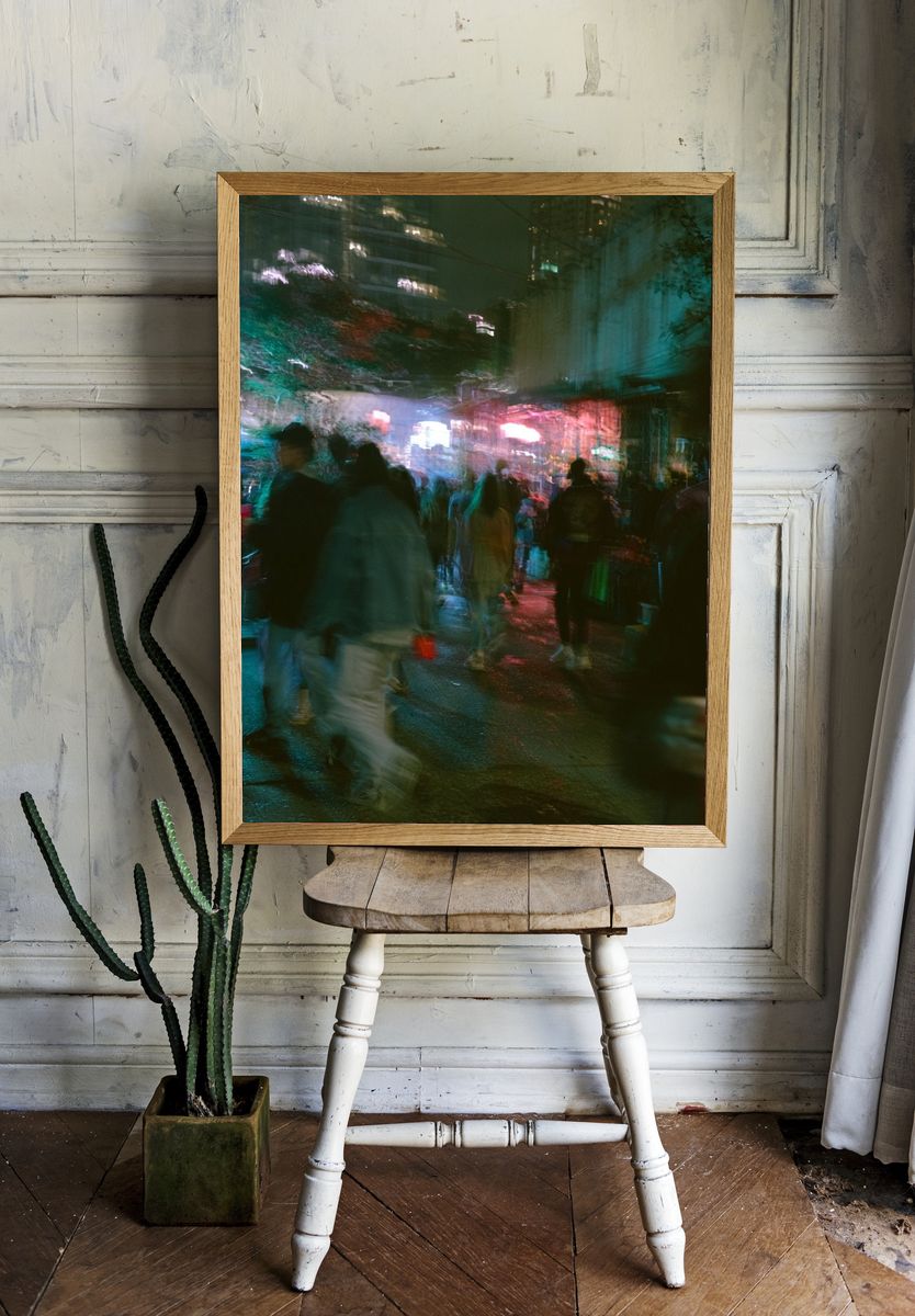 Neon Street Crowd Photography Poster. room preview