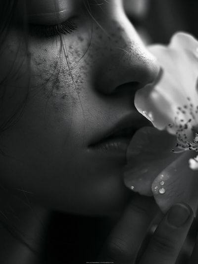 Monochrome Floral Portrait Print.