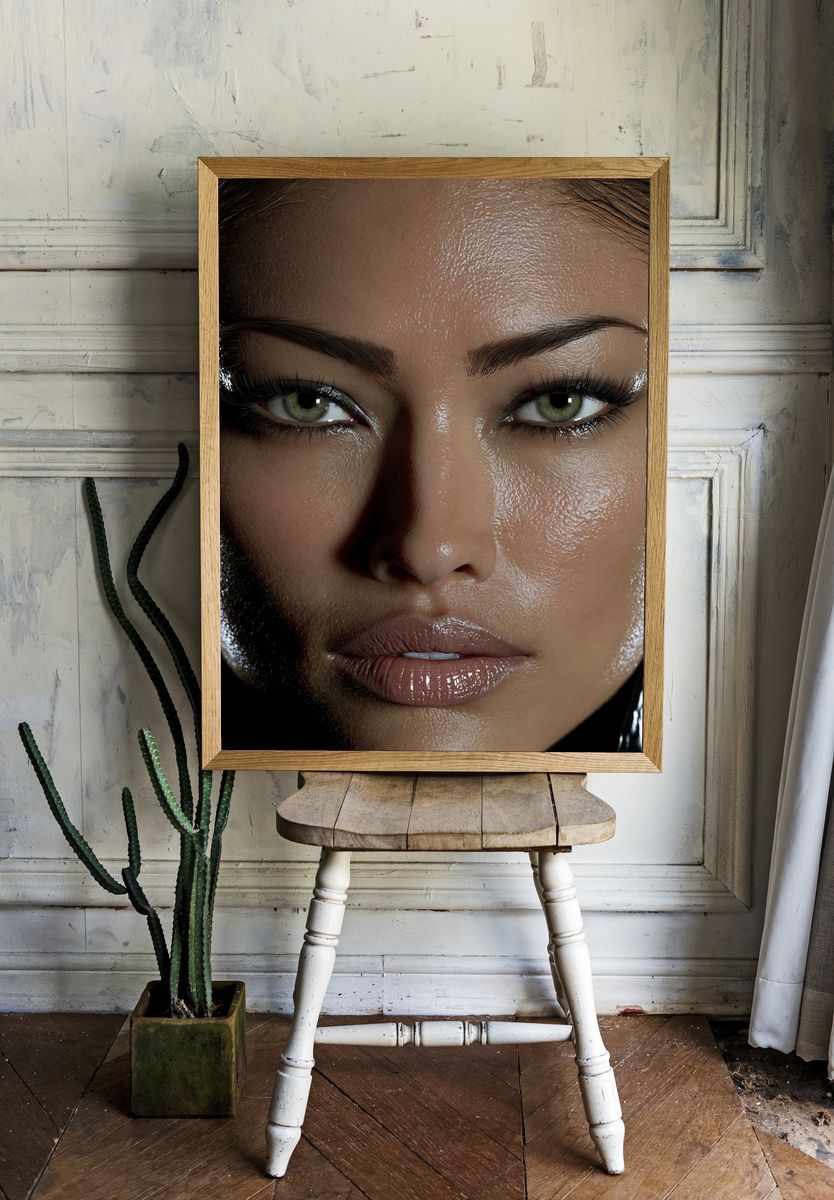 Glossy Female Portrait Print. room preview