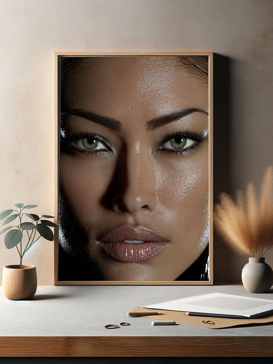 Glossy Female Portrait Print. — room view 2