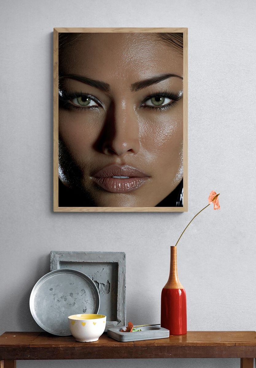 Glossy Female Portrait Print. — room view 3