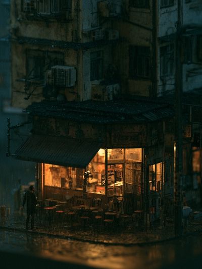 Rainy Neon Alley — Photography Print. poster
