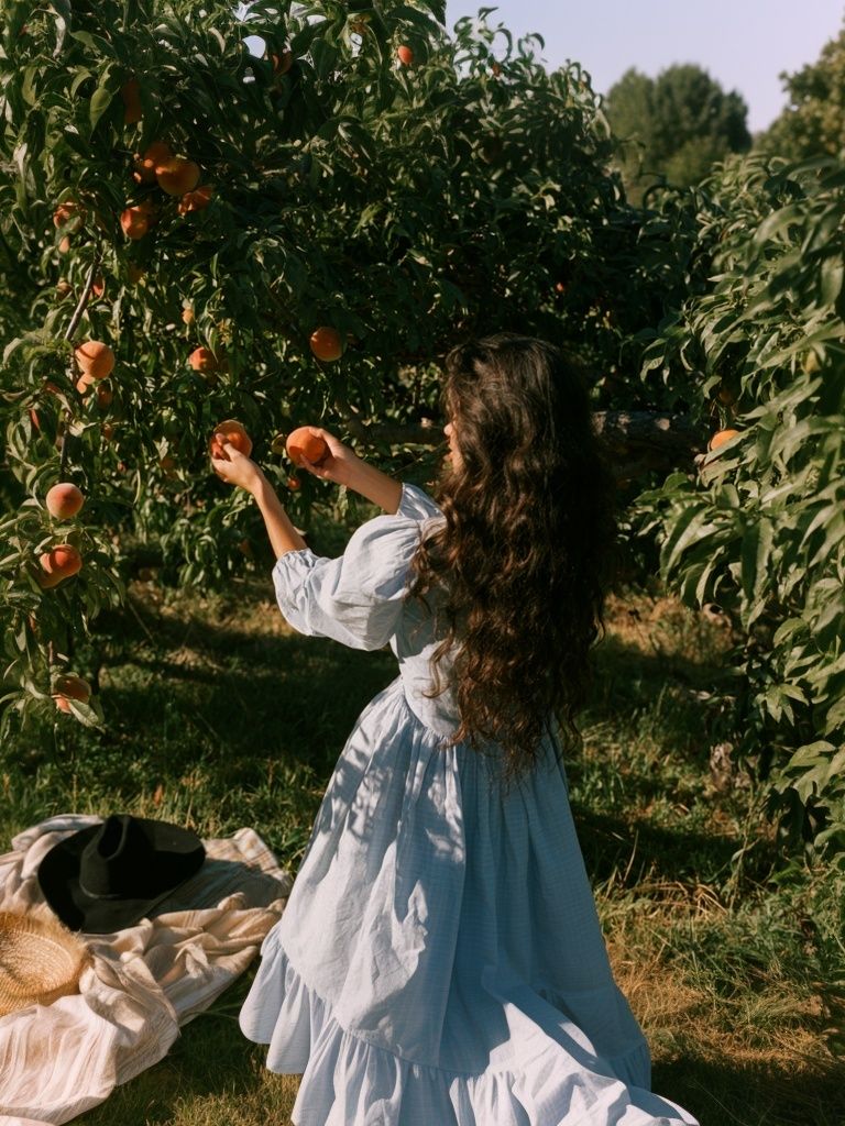Peach Orchard Harvest Photography Poster. poster detail