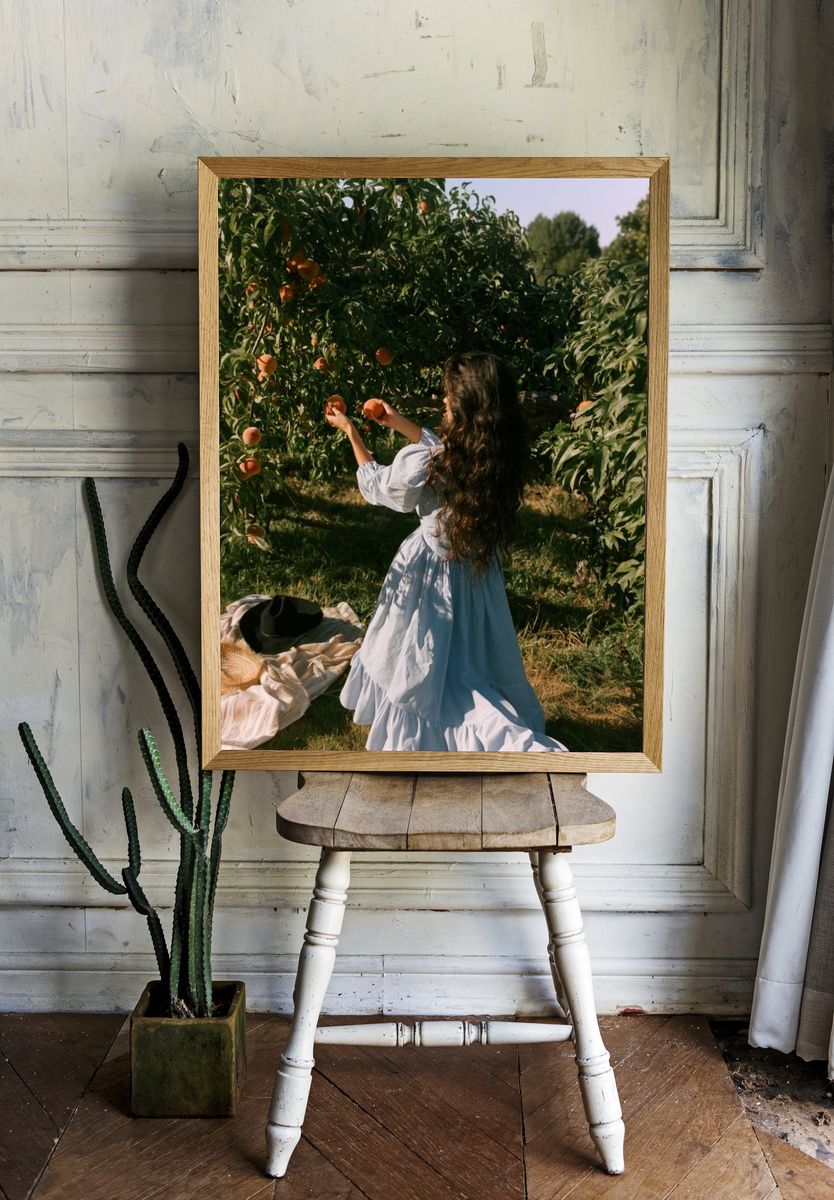Peach Orchard Harvest Photography Poster. room preview