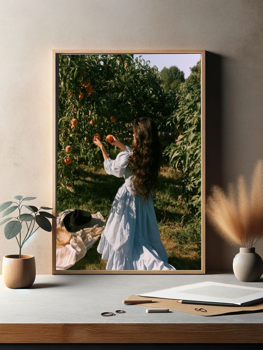 Peach Orchard Harvest Photography Poster. — room view 2