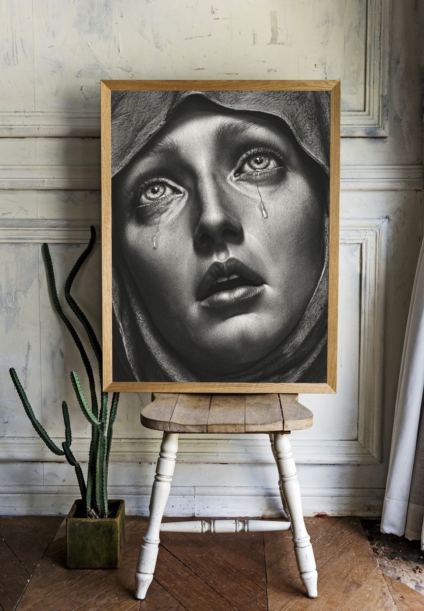 Crying Woman Portrait Print. — room view 1