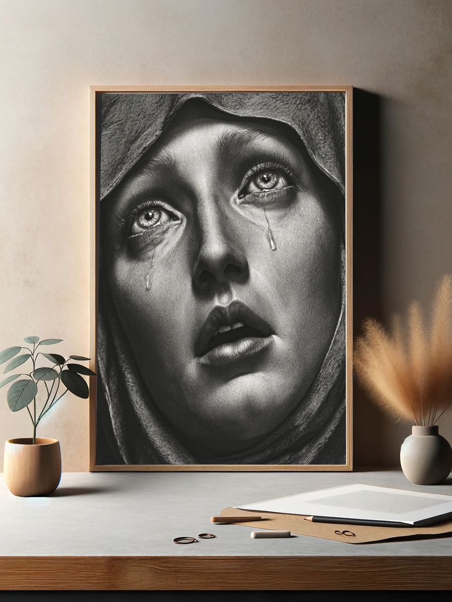Crying Woman Portrait Print. — room view 2
