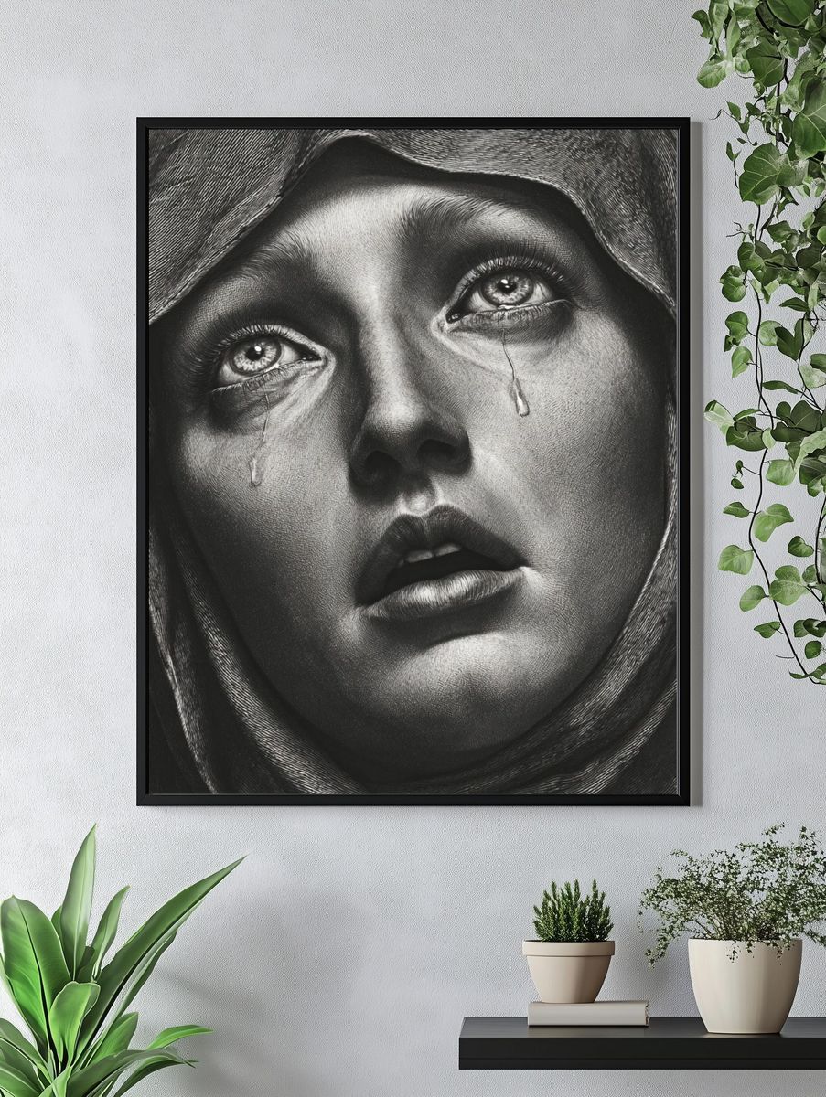 Crying Woman Portrait Print. — room view 4