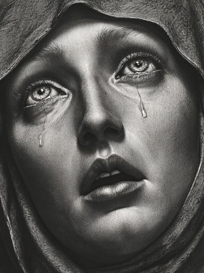 Crying Woman Portrait Print. poster