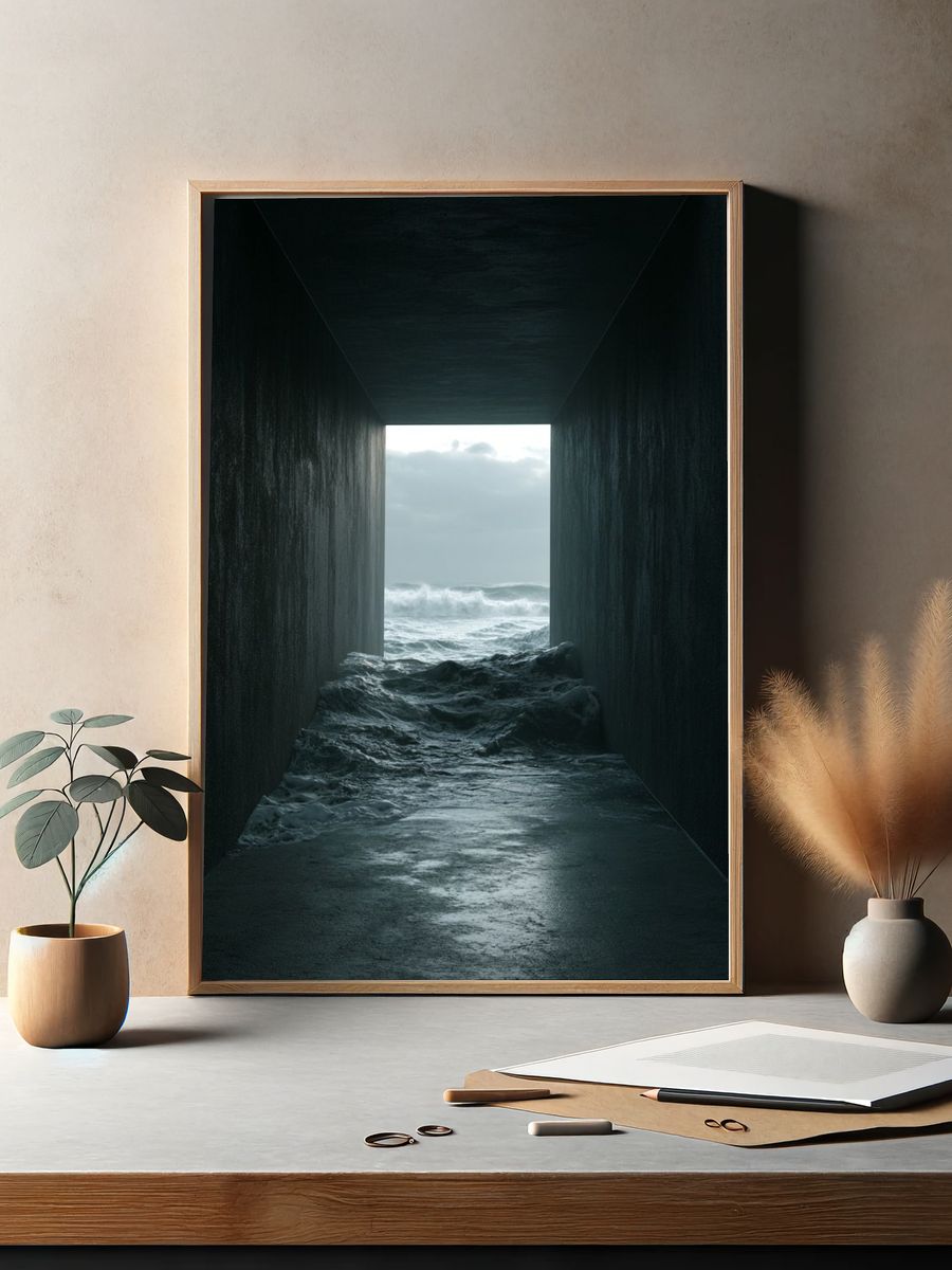 Stormy Ocean Tunnel Photography Poster. — room view 2