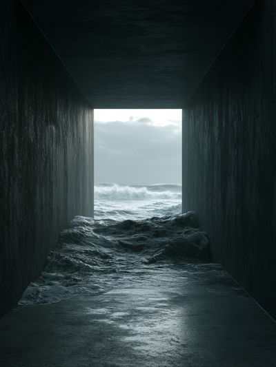 Stormy Ocean Tunnel Photography Poster. poster