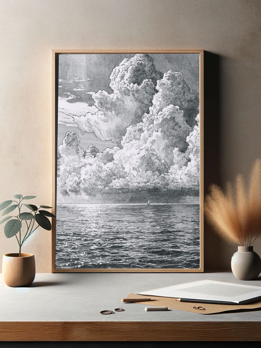 Dramatic Seascape Clouds Photography Poster. — room view 2