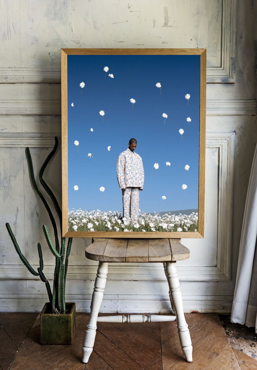 Dreamlike Floral Portrait Print. room preview