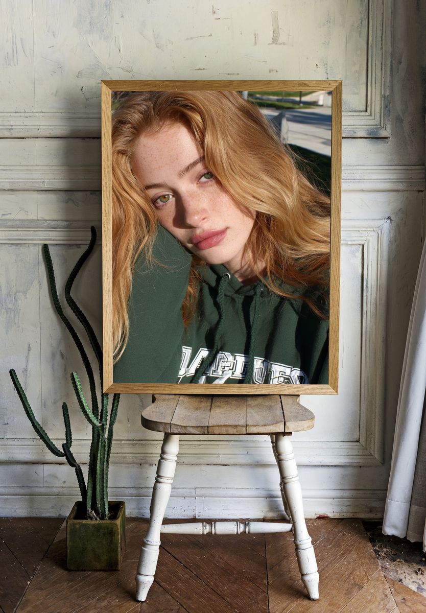 Freckled Blonde Portrait Photography Poster. room preview