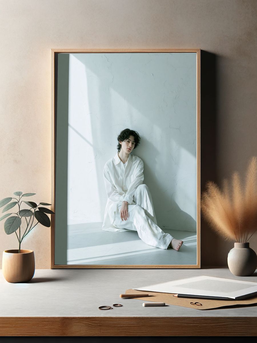 Minimalist Portrait in White Poster. — room view 2