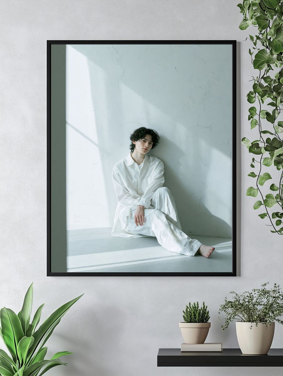 Minimalist Portrait in White Poster. — room view 4