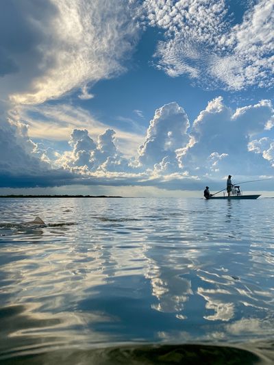 Cloudy Seascape Fishing Poster. poster
