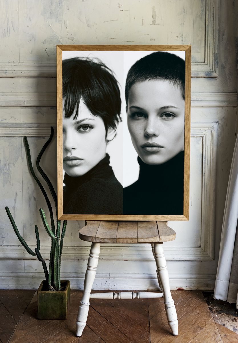 Monochrome Fashion Portrait Poster. room preview