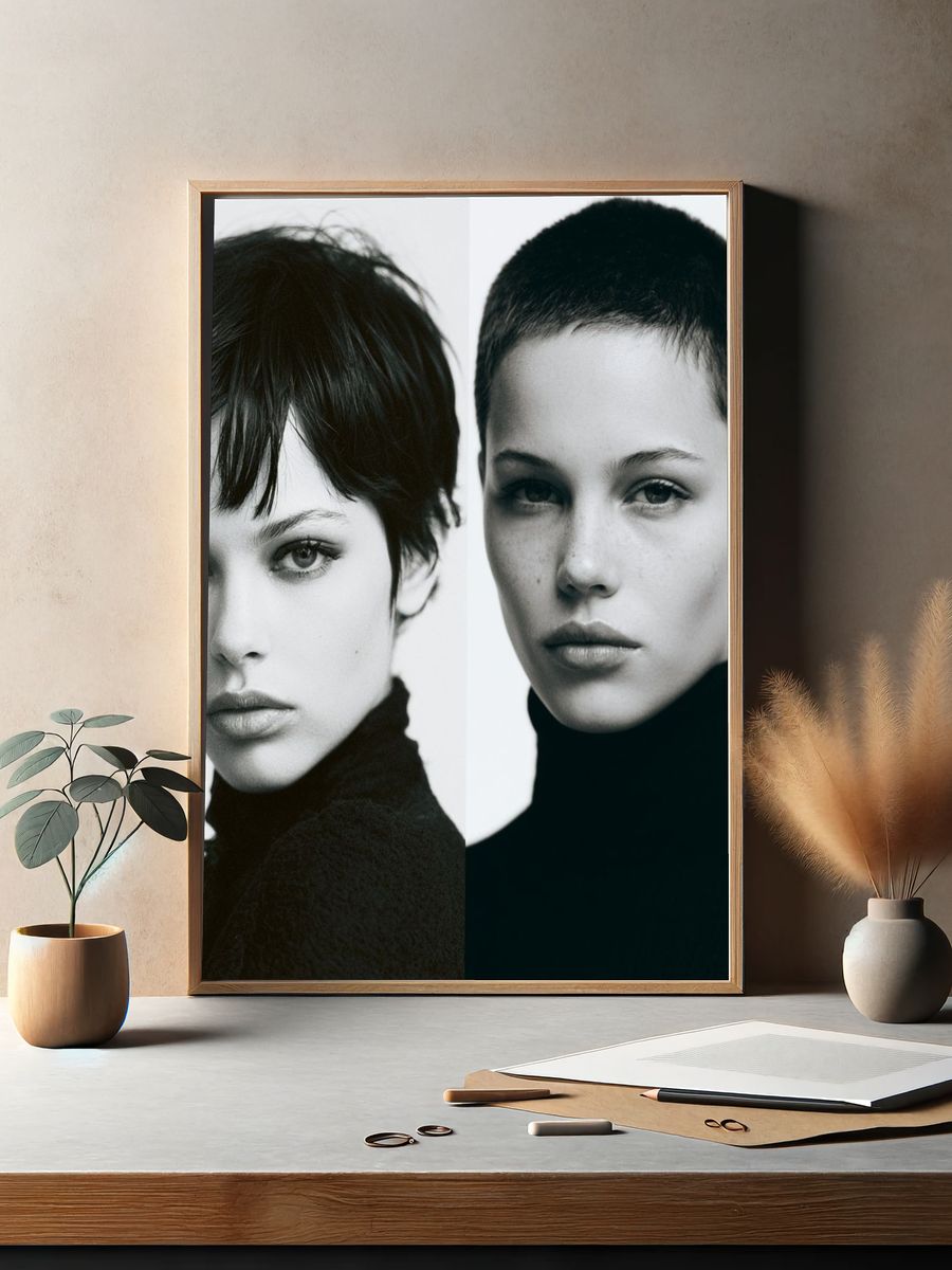 Monochrome Fashion Portrait Poster. — room view 2