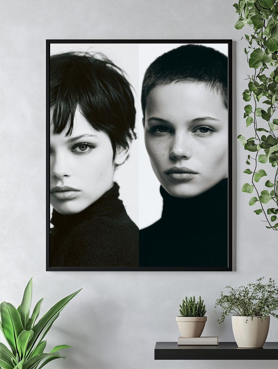 Monochrome Fashion Portrait Poster. — room view 4