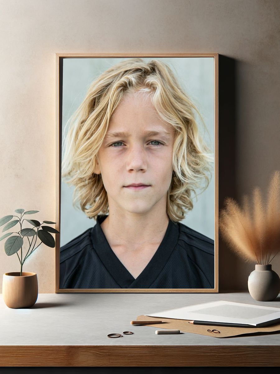 Blond Child Portrait Print. — room view 2
