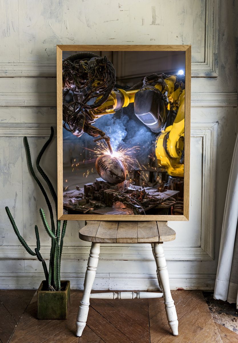 Industrial Welding Robot Photography Poster. — room view 1