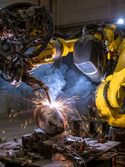 Industrial Welding Robot Photography Poster.