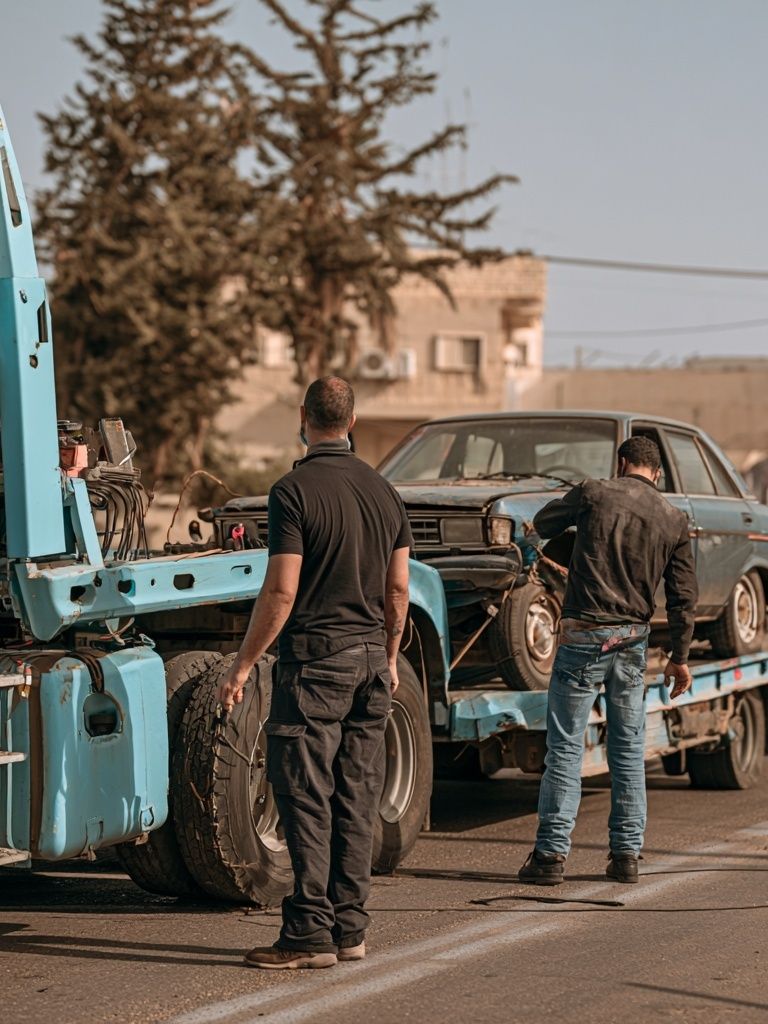 Roadside Car Tow Photography Poster. poster detail