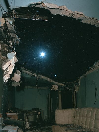 Starry Ruin Interior Photography Poster. poster