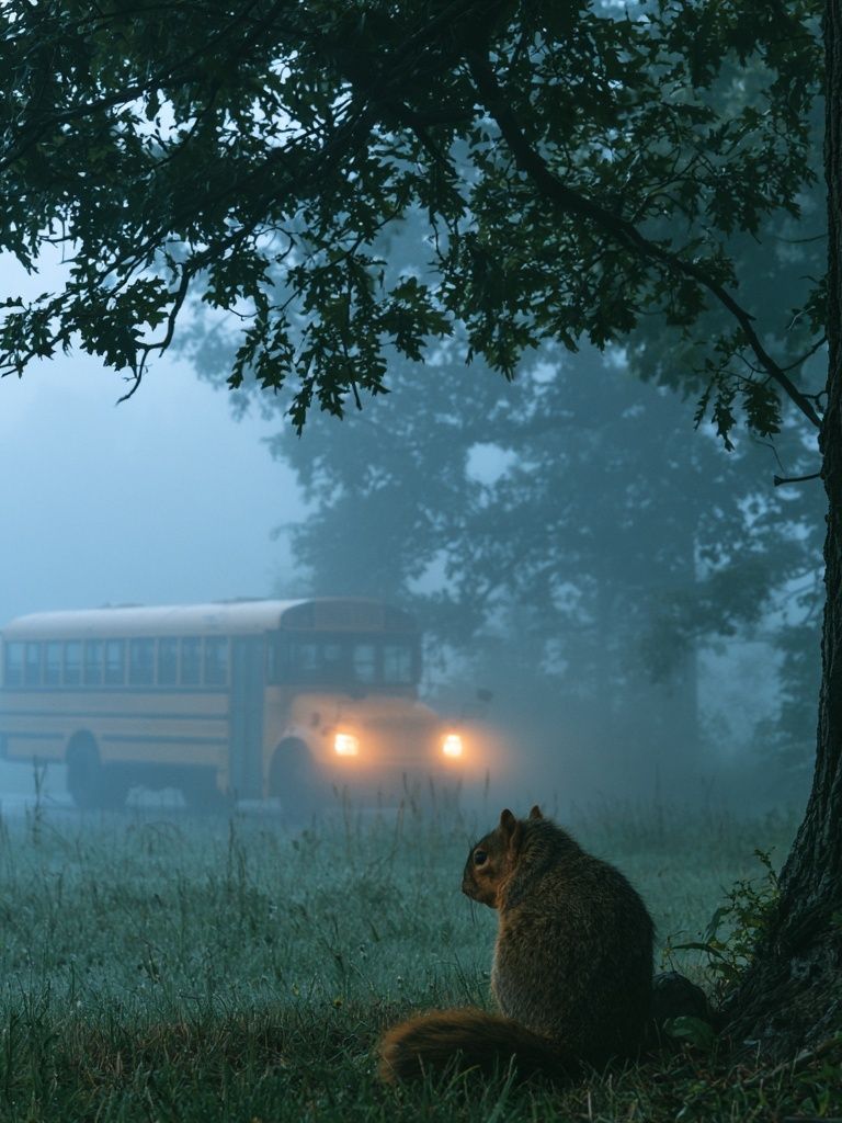 Foggy Forest Squirrel Photography Poster. poster — photography art